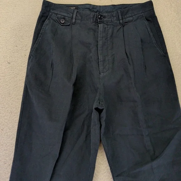 J.Crew Crosby Pleated Cotton Linen Navy Blue Trousers 30x30 CF189 New - Picture 6 of 9